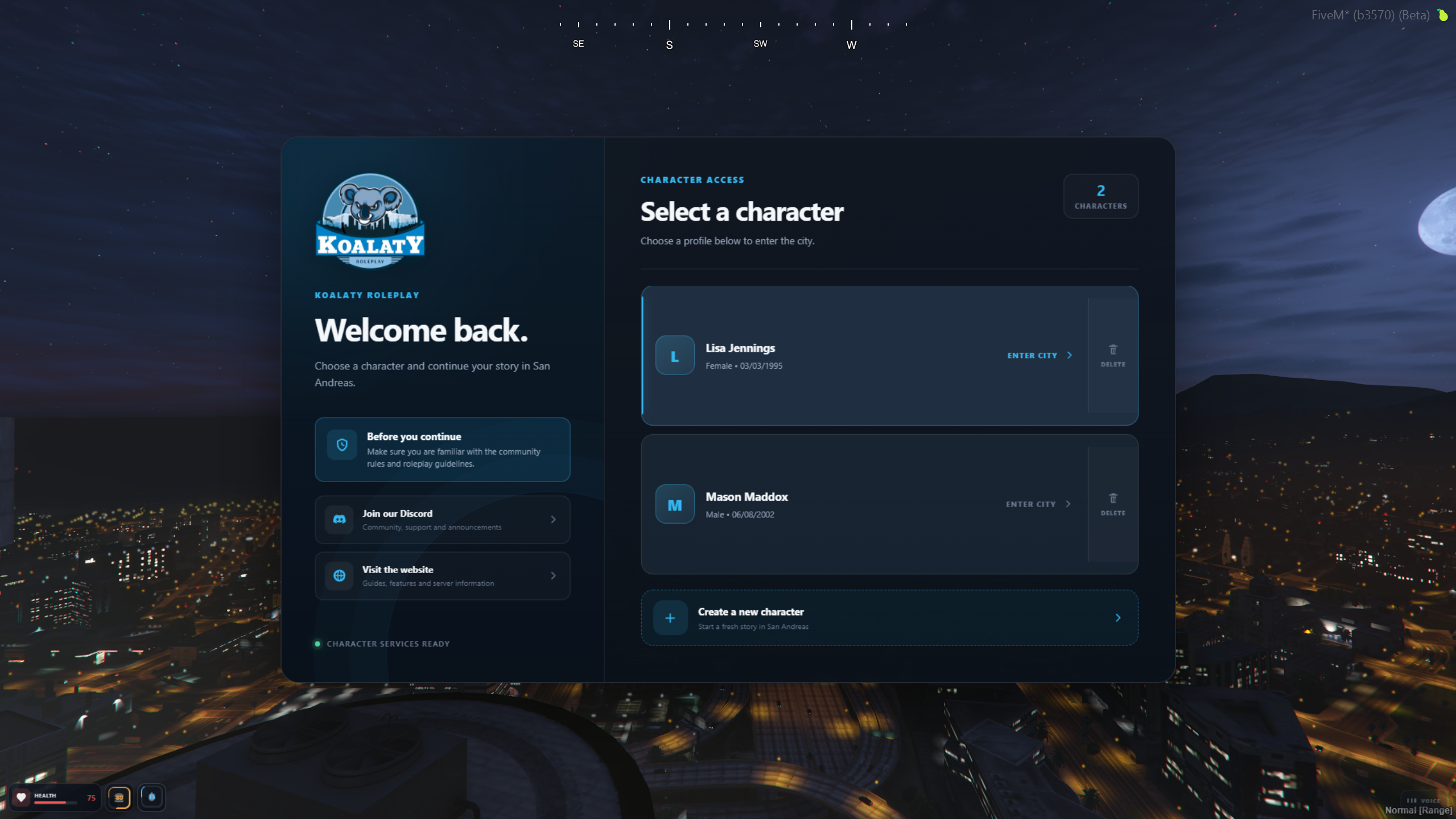 Character Selection UI
